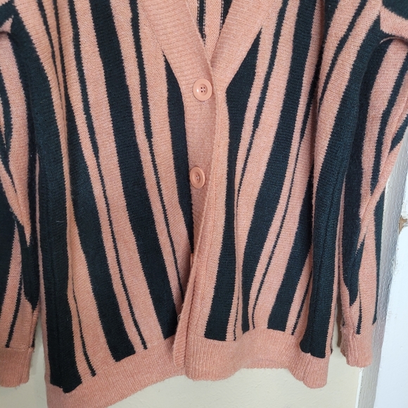 Sacred Hawk Sweater Stripe Pink Cardigan Womens Size Small Oversized - Picture 3 of 11